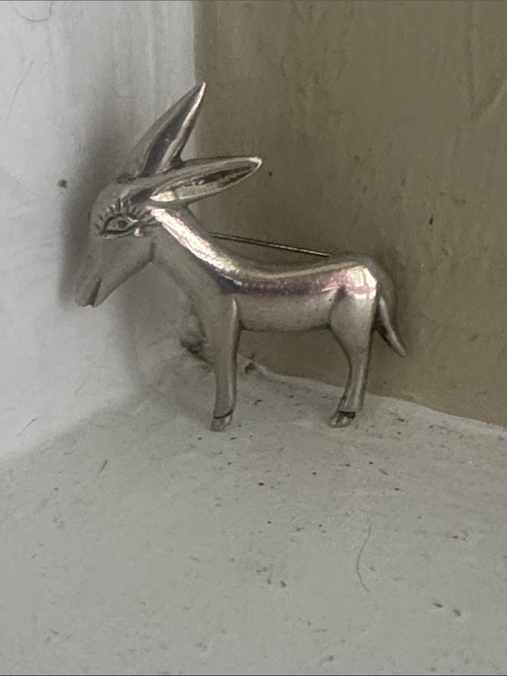 Sterling Silver Donkey Pin Brooch -